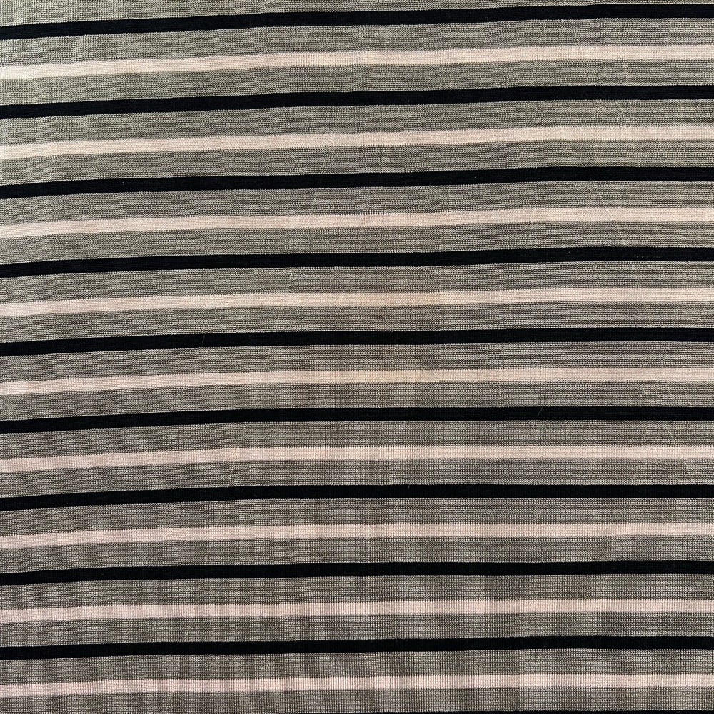 Trio New York Black Olive & Tan Horizontal Striped Scoop Neck Top Size: M - Picture 5 of 5